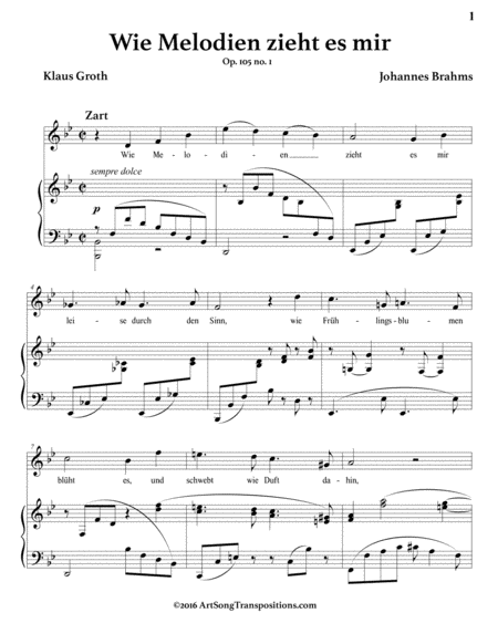 Wie Melodien Zieht Es Mir Op 105 No 1 B Flat Major Page 2