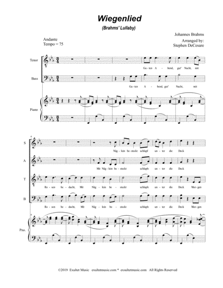 Wiegenlied Brahms Lullaby For Satb Page 2
