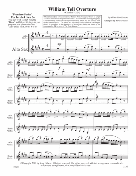 William Tell Overture Arrangements Level 4 To 6 For Alto Sax Written Acc Page 2