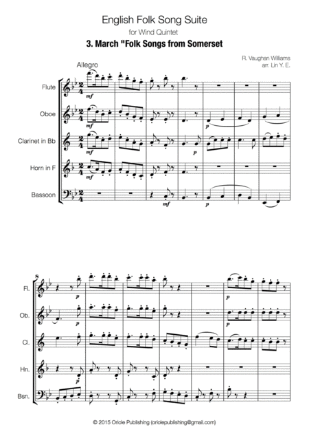 Williams English Folk Song Suite 3 Folk Songs From Somerset Arr For Wind Quintet Page 2