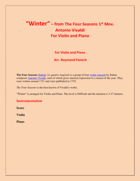 Winter From The Four Season 1 St Mov Violin And Piano Page 2