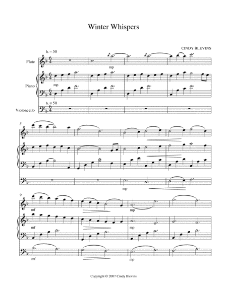 Winter Whispers An Original Song For Piano And Flute With An Optional Cello Part Page 2