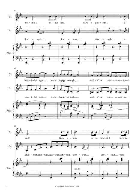 Winter Wonderland For Sa Solo Voices Or 2 Part Choir And Piano Page 2