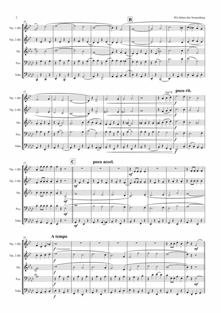 Wir Lieben Den Sonnenberg German Polka Oktoberfest Brass Quintet Page 2