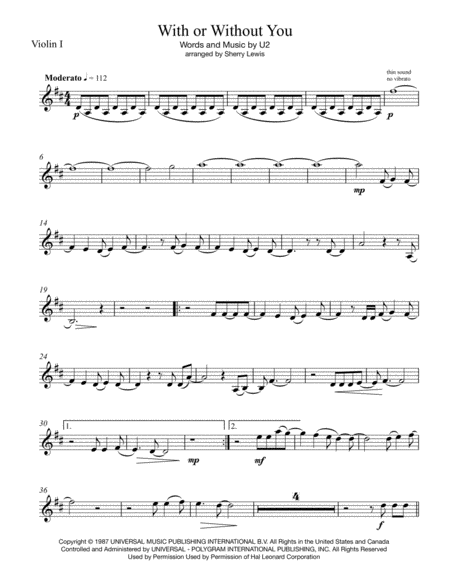 With Or Without You String Quartet For String Quartet Page 2