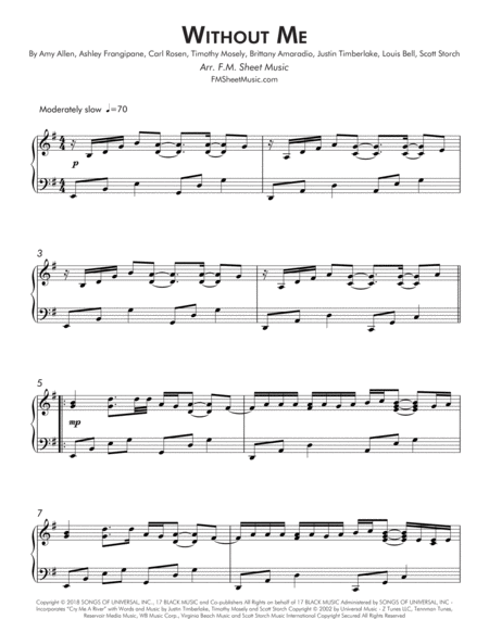 Without Me Intermediate Piano Page 2