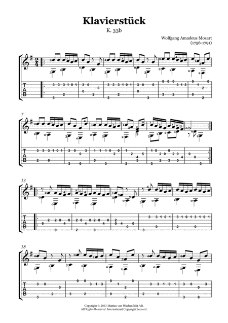 Wolfgang Amadeus Mozart Klaverstck K 33b Guitar Page 2