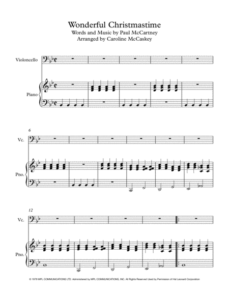 Wonderful Christmastime Intermediate Cello Solo With Piano Accompaniment Page 2