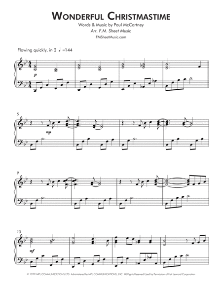 Wonderful Christmastime Intermediate Piano Page 2