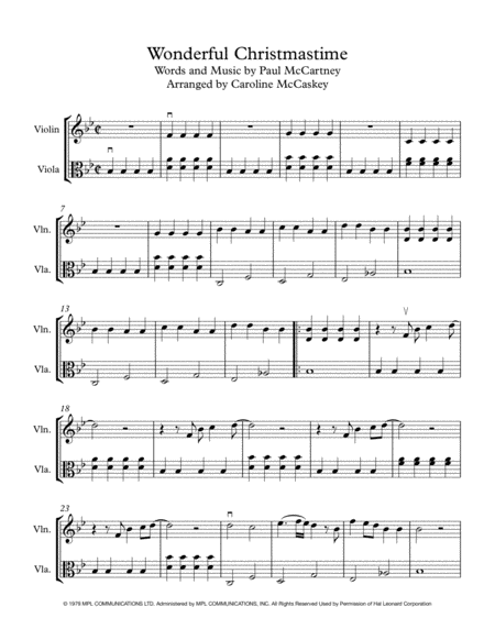 Wonderful Christmastime Intermediate Violin And Viola Duet Page 2