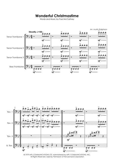 Wonderful Christmastime Trombone Quartet Page 2