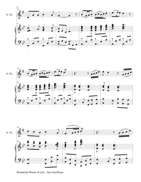 Wonderful Words Of Life Duet Alto Sax And Piano Score And Parts Page 2