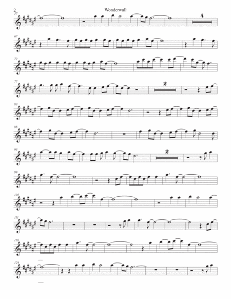 Wonderwall Original Key Bari Sax Page 2