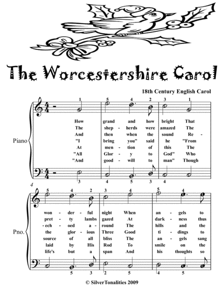 Worcestershire Carol Easy Piano Sheet Music Tadpole Edition Page 2