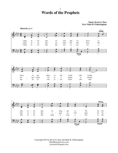 Words Of The Prophets An Original Hymn For Satb Voices Page 2