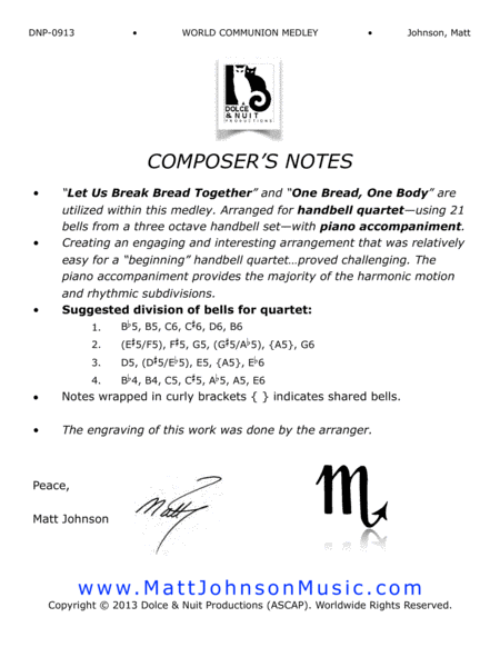 World Communion Medley Quartet For Handbells With Piano Accompaniment Page 2