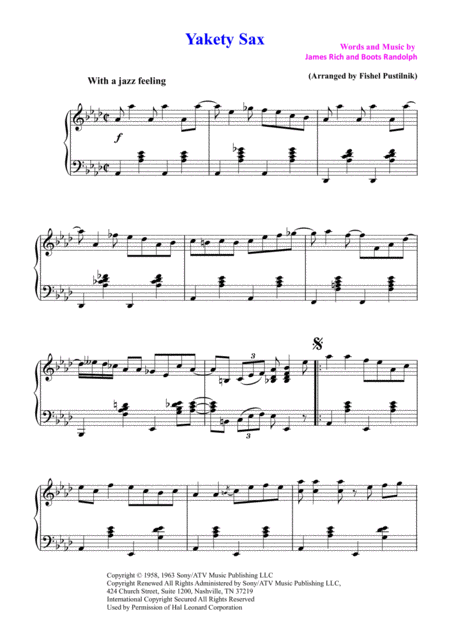 Yakety Sax For Piano Video Page 2