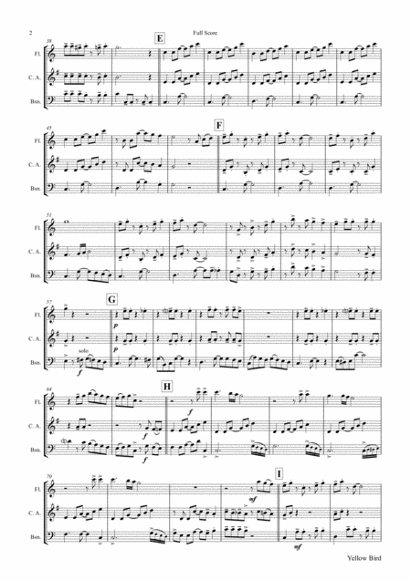 Yellow Bird Haitian Folk Song Calypso Wind Trio Page 2