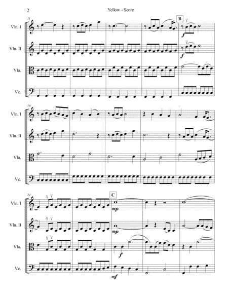 Yellow For String Quartet Page 2