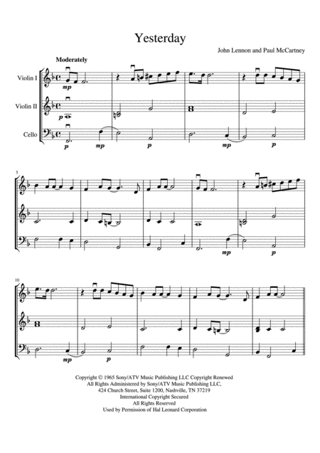 Yesterday Two Violins And Cello Page 2