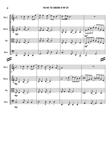 You Are The Sunshine Of My Life String Quartet Page 2