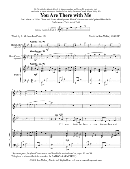 You Are There With Me Unison 2 Part Treble Page 2