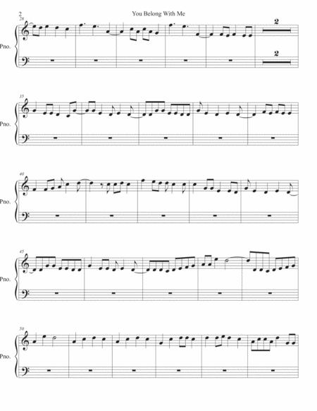 You Belong With Me Easy Key Of C Piano Page 2