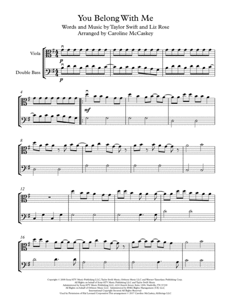 You Belong With Me Viola And Double Bass Duet Page 2