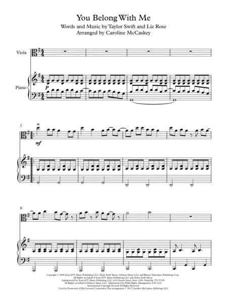 You Belong With Me Viola Solo With Piano Accompaniment Page 2