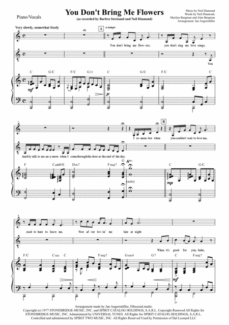 You Dont Bring Me Flowers Transcription Of The Original Recording For String Ensemble Piano Vocal Duet Page 2