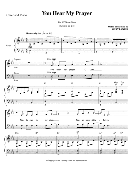 You Hear My Prayer Satb Choir And Piano Page 2