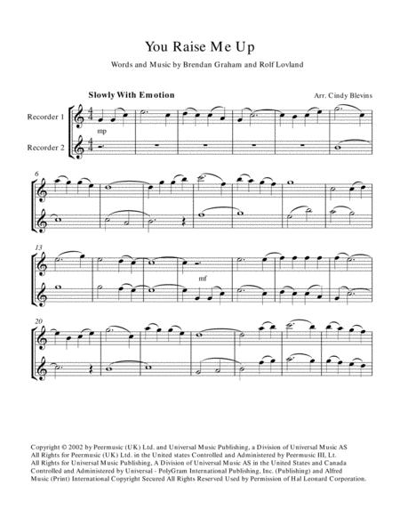 You Raise Me Up Easy Recorder Duet Page 2