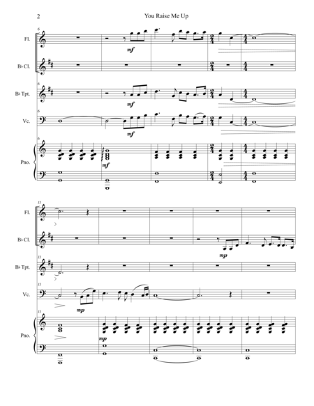 You Raise Me Up For Flute Clarinet Trumpet And Cello With Piano Accompaniment Page 2