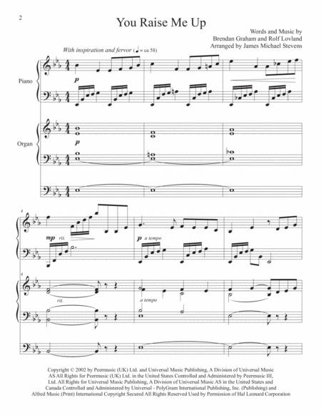 You Raise Me Up Piano Organ Page 2