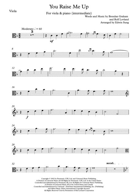 You Raise Me Up Viola And Piano Intermediate W Part Scores Page 2