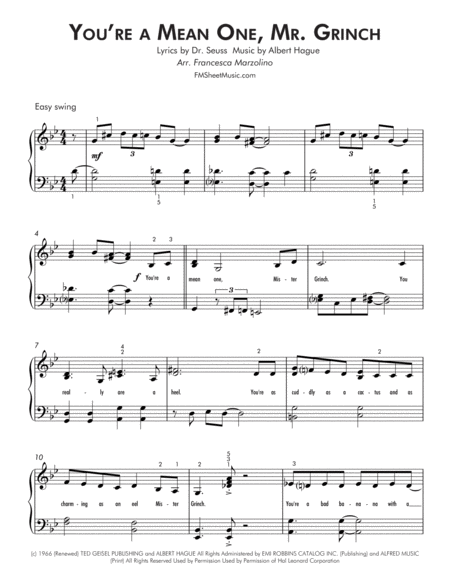 You Re A Mean One Mr Grinch Early Intermediate Piano Page 2