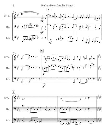 You Re A Mean One Mr Grinch For Brass Trio Trumpet Trombone Tuba Page 2