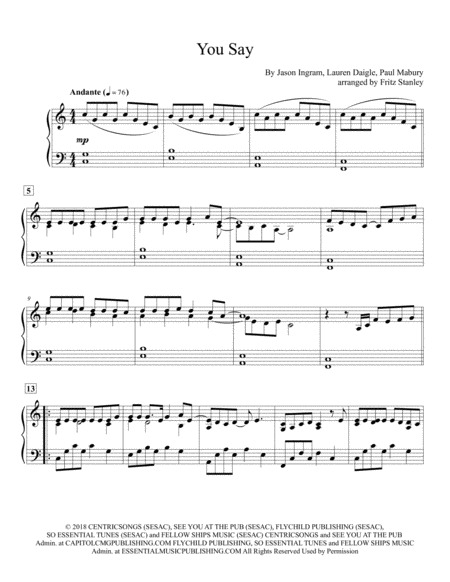 You Say Piano Solo Page 2