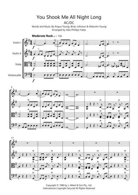 You Shook Me All Night Long By Ac Dc String Quartet Page 2