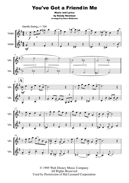You Ve Got A Friend In Me Toy Story Theme Duet For Two Violins Page 2