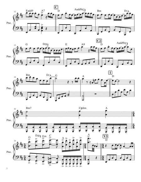 Zhang Jie Ta Bu Dong Solo Piano With Chords Notation Page 2