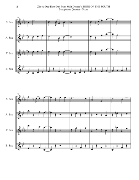 Zip A Dee Doo Dah From Walt Disneys Song Of The South For Saxophone Quartet Page 2