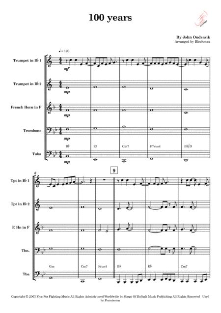 100 Years For Brassquintet Sheet Music