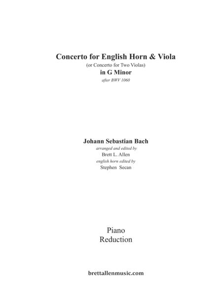 1060b Jsbach Concerto For English Horn And Viola In G Minor Piano Reduction Part Sheet Music