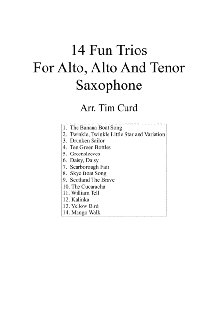 14 Fun Trios For Alto Alto And Tenor Saxophone Sheet Music