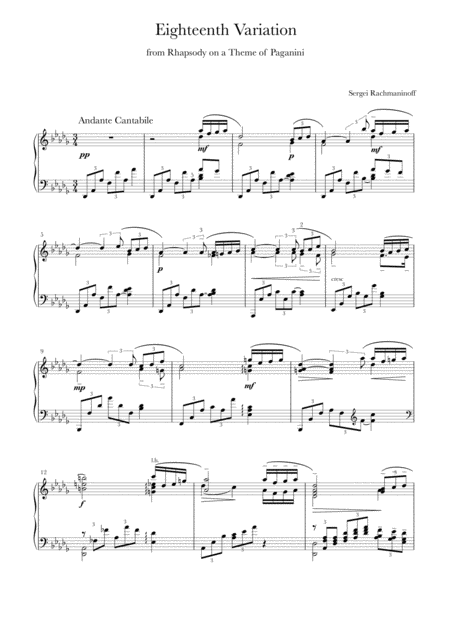 18th Variation On A Theme Of Paganini Sheet Music