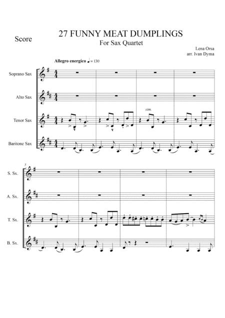 27 Funny Meat Dumplings For Saxophone Quartet Sheet Music