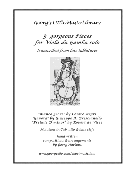 Free Sheet Music 3 Gorgeous Pieces For Viola Da Gamba Solo