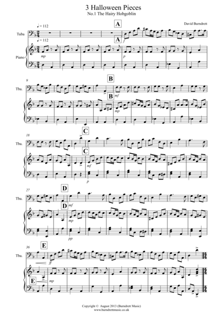 3 Halloween Pieces For Tuba And Piano Sheet Music