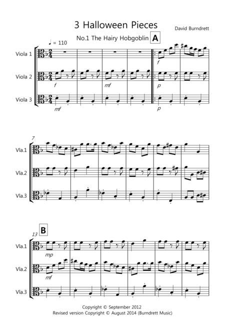 Free Sheet Music 3 Halloween Pieces For Viola Trio